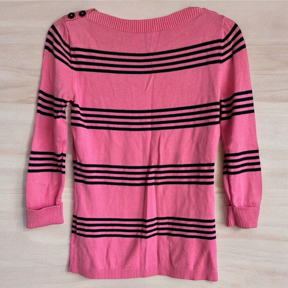 Women’s BROOKS BROTHERS 346 Pink Navy Blue Stripes Sweater Work Casual XS EUC